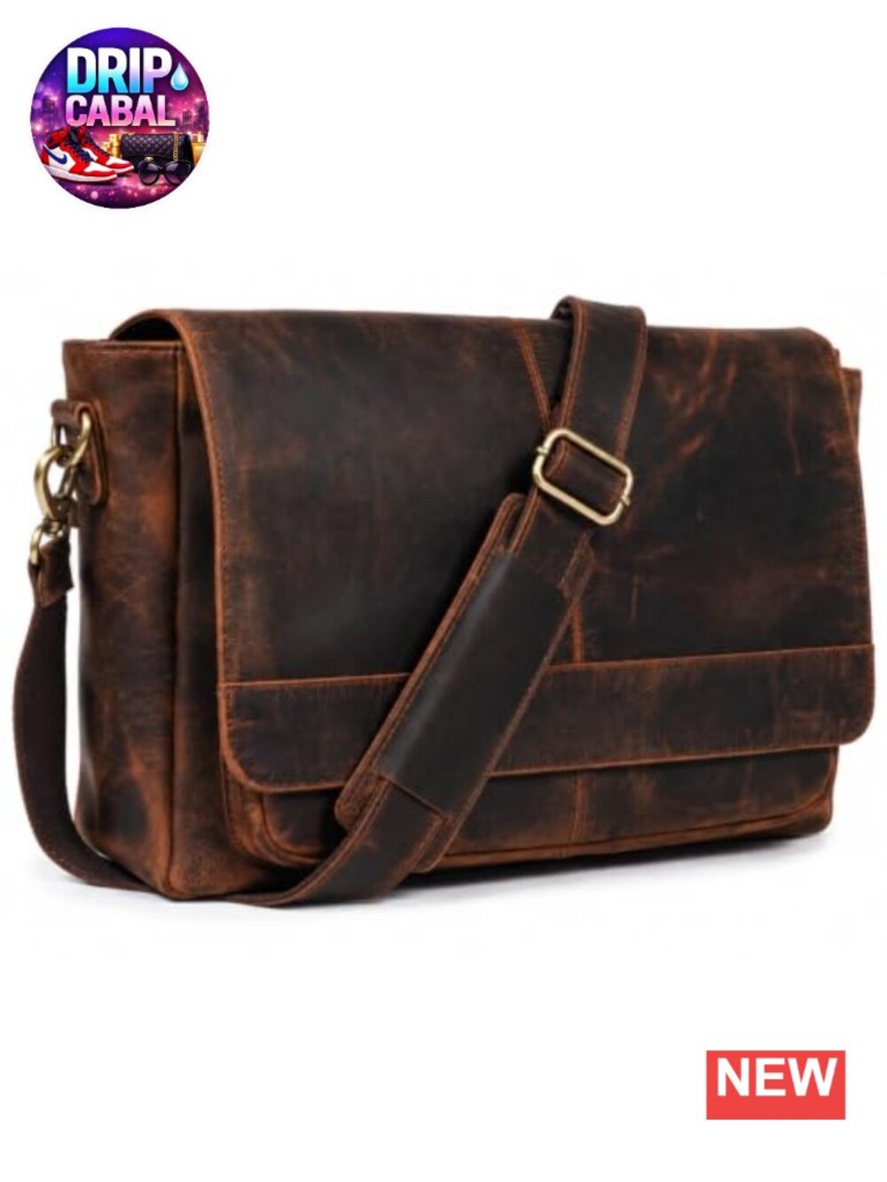 Full Grain Leather Messenger Bag Laptop Briefcase Satchel